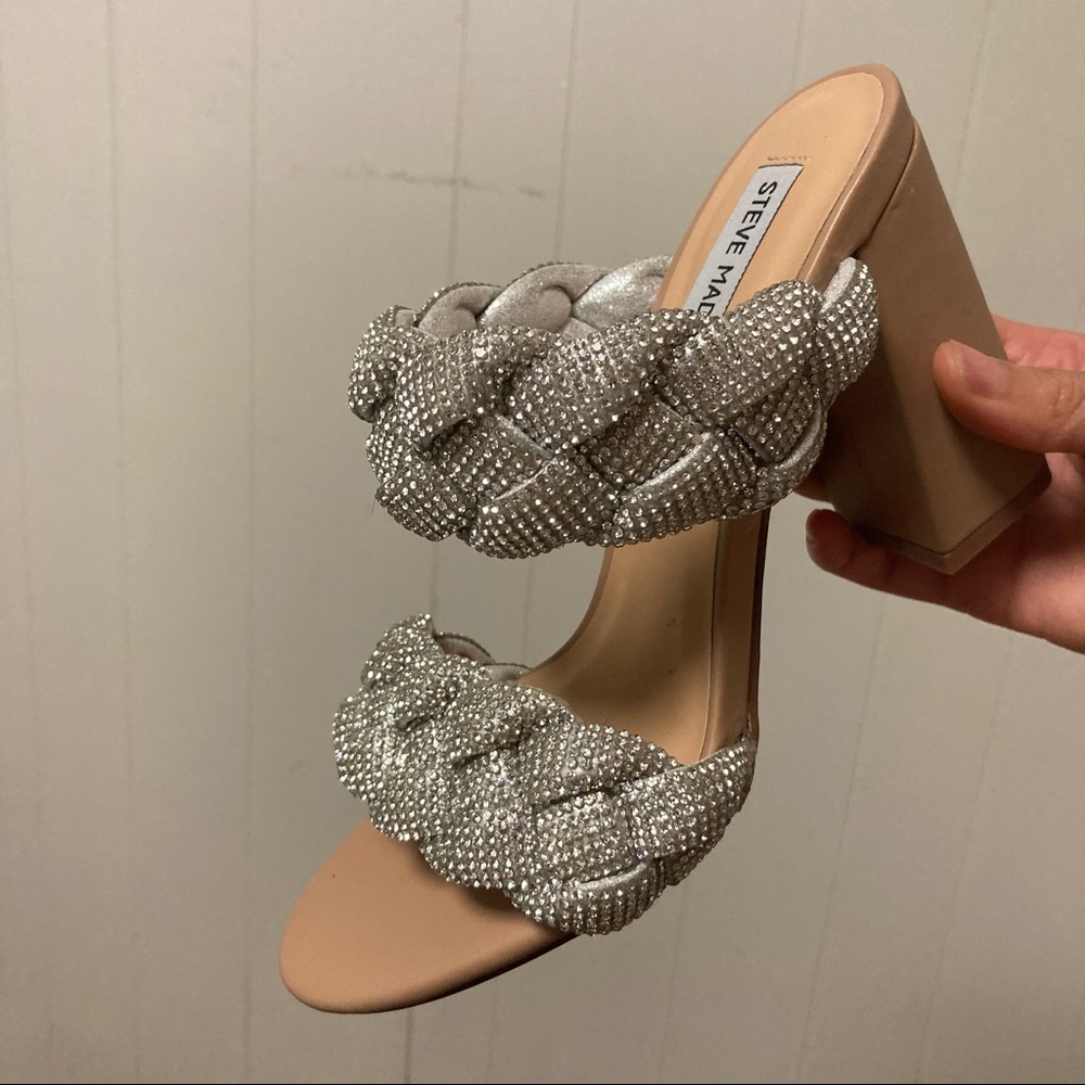 Steve Madden Rhinestone Braided Block Sandals - Picture 12 of 15